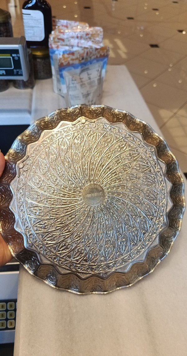 Gümüş Renkli Desenli Tabak - Görsel 5