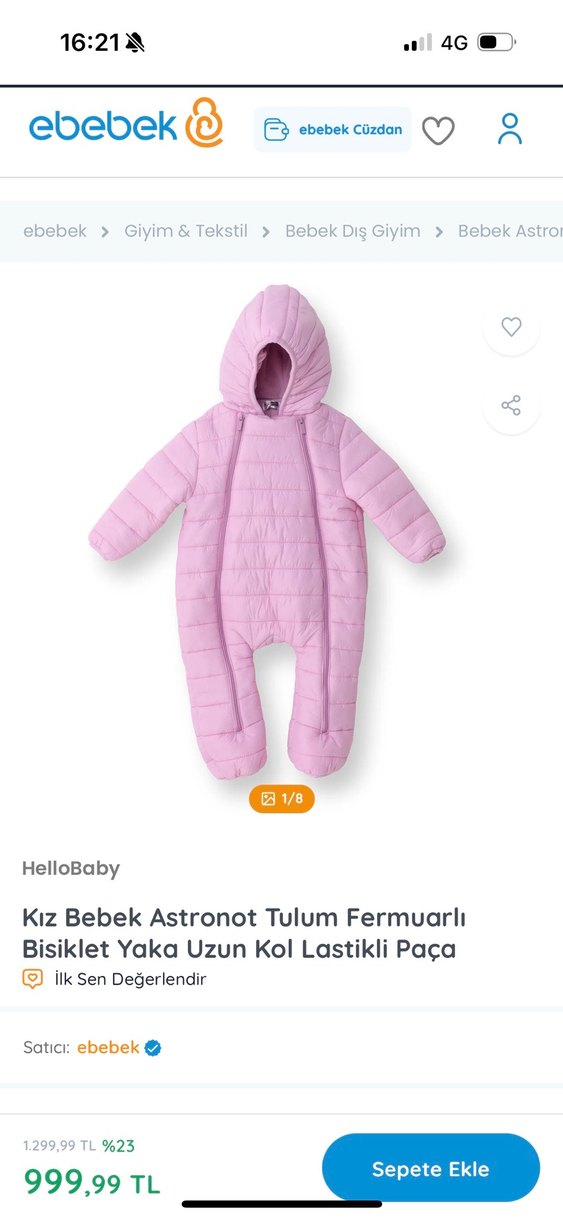 Fermuarlı Pembe Bebek Kız Tulumu - Görsel 4