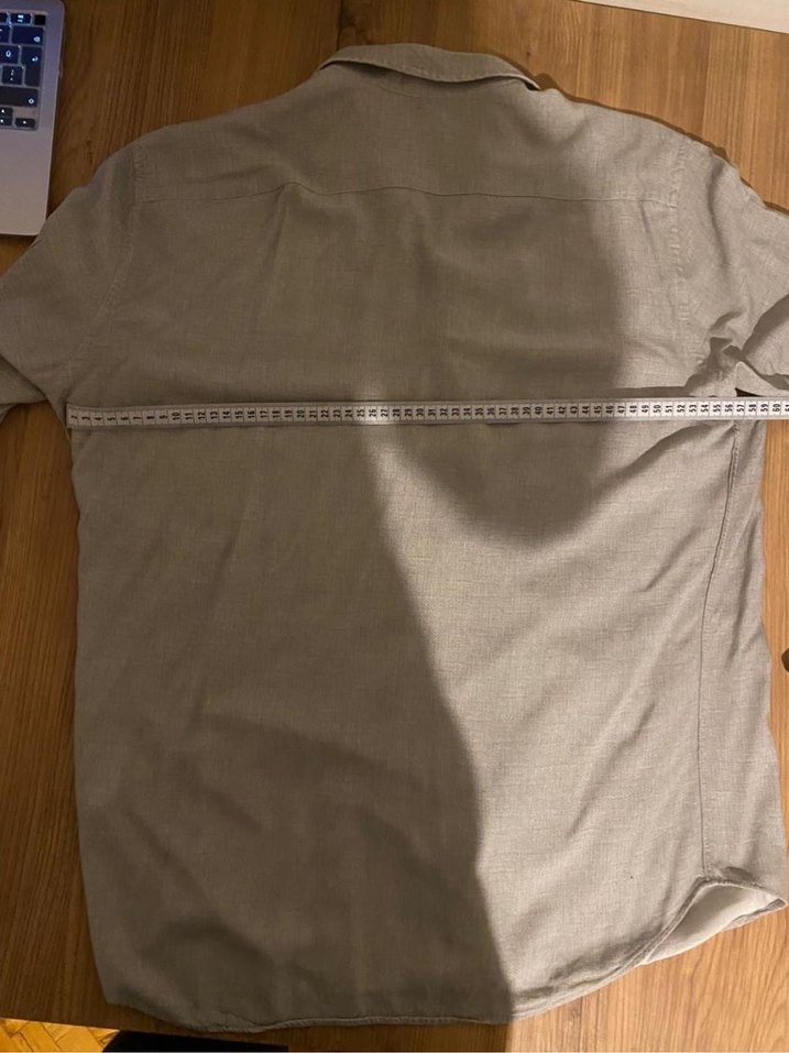 Gri Keten Erkek Gömlek, Düğmeli, Regular Fit - Görsel 2