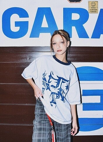 Ters Dikiş Baskılı Oversize T-Shirt tee 
