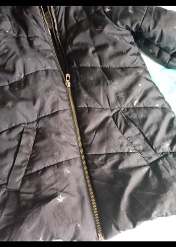 Siyah Kürklü Kapüşonlu Kız Montu - Görsel 2