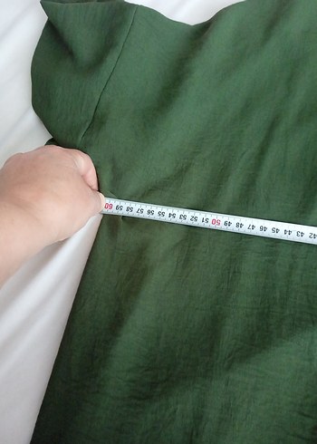 Kadın Yeşil Keten Uzun Kollu Bluz - Görsel 6