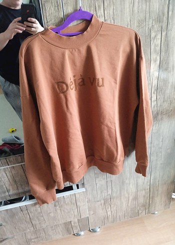 Kadın Kahverengi Süet Baskılı Sweatshirt - Görsel 2