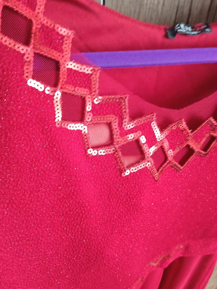 Pembe Midi Kolsuz V Yaka Abiye Elbise - Görsel 2