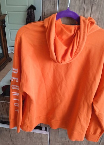 Turuncu Kapüşonlu Uzun Kollu Sweatshirt - Görsel 4