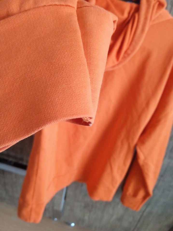 Turuncu Kapüşonlu Uzun Kollu Sweatshirt - Görsel 2