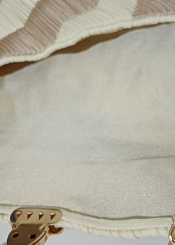 Bej Nakışlı Pileli Kadın Omuz Çantası - Görsel 5