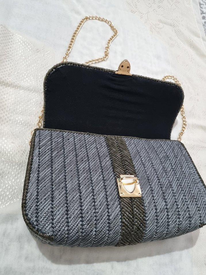 Gri Yılan Desenli Zincir Askılı Kadın Çanta - Görsel 2