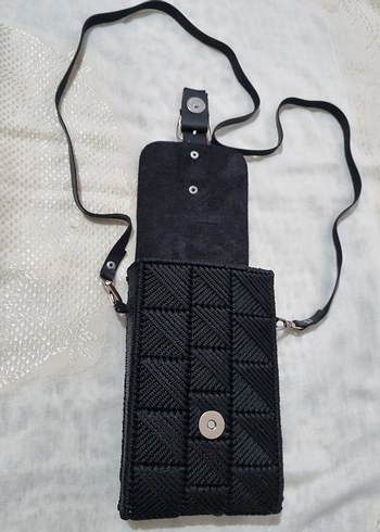 Kadın Siyah Deri Tokalı Çapraz Çanta - Görsel 2