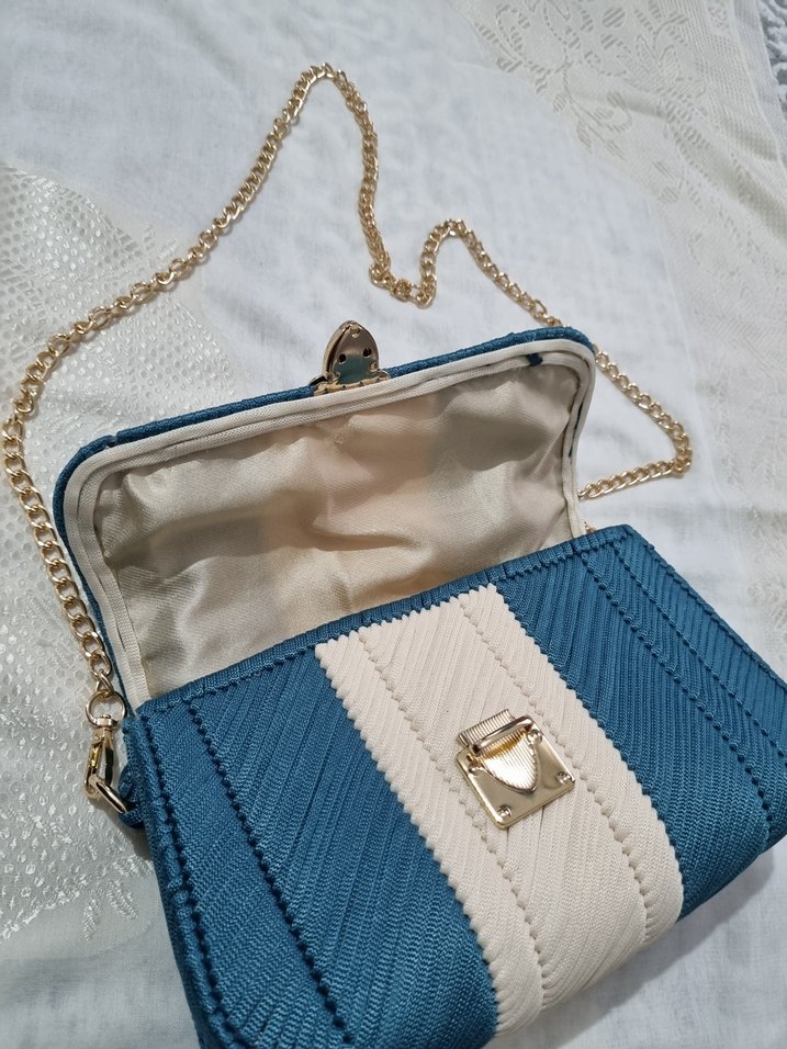Mavi Pilili Zincir Askılı Kadın Çanta - Görsel 2
