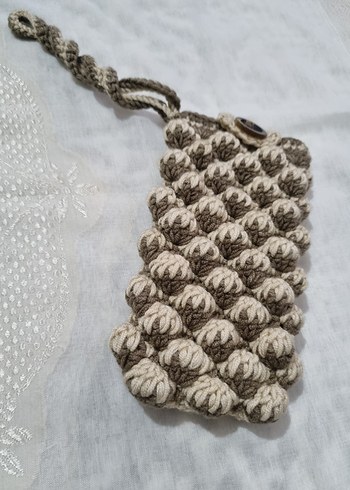 Gri Örgü Kadın Clutch Çanta - Görsel 2