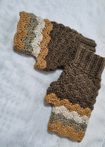 Mavi Örgü Bohem Kadın Eldiveni - Görsel 2