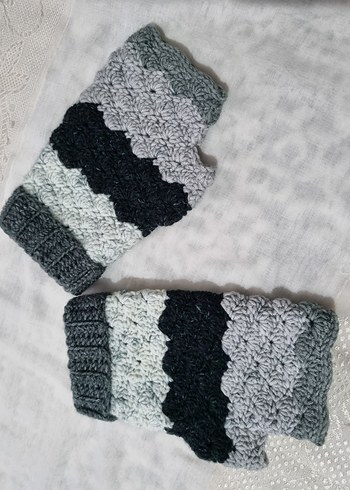 Mavi Örgü Bohem Kadın Eldiveni - Görsel 3