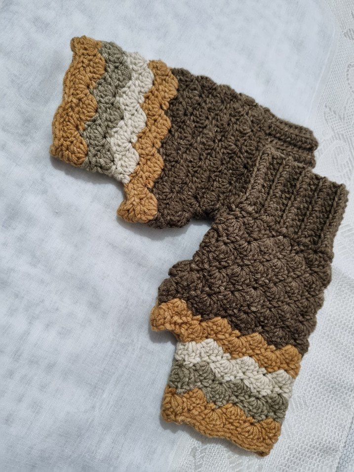 Mavi Örgü Bohem Kadın Eldiveni - Görsel 2