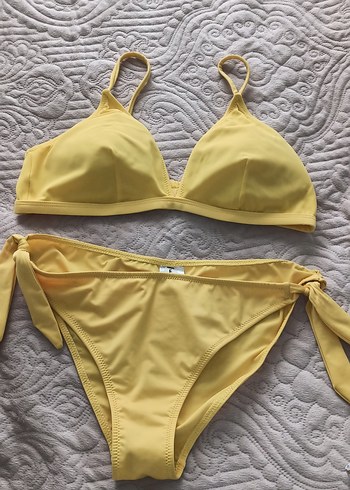 44 Beden sarı Renk Sarı Bohem Tarzı Bikini Üstü