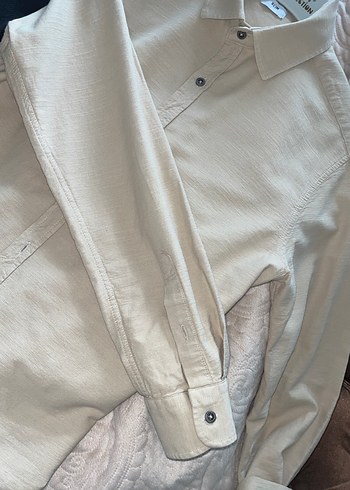 Bej Keten Erkek Kısa Kollu Gömlek - Görsel 3