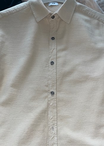 Bej Keten Erkek Kısa Kollu Gömlek - Görsel 2
