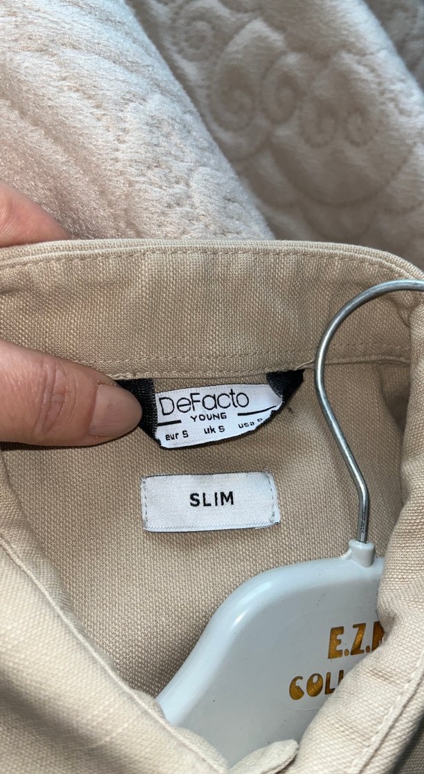 Bej Keten Erkek Kısa Kollu Gömlek - Görsel 4