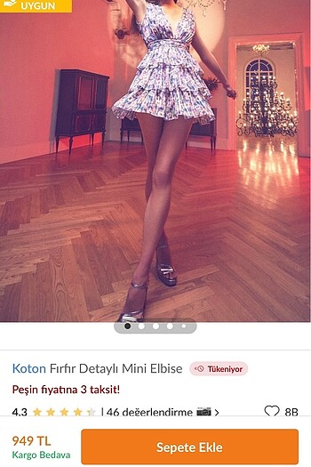 Koton Koton Lila Fırfırlı Elbise