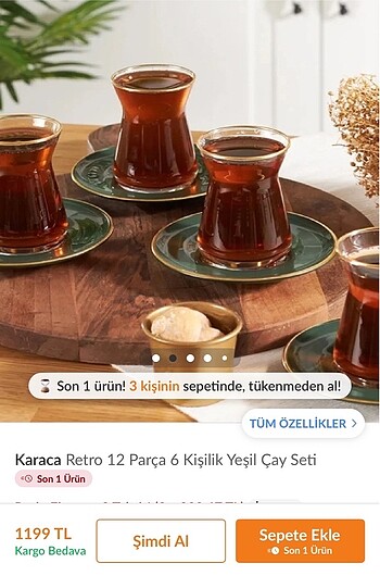  Beden Karaca Retro Yeşil Çay Seti