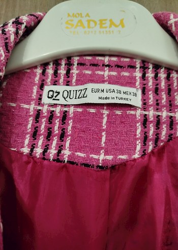 Pembe Ekose Midi Kadın Blazer Ceket - Görsel 4