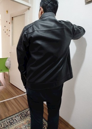 Siyah Deri Biker Ceket - Görsel 3
