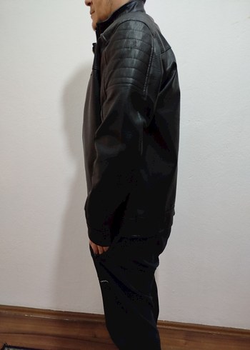 Siyah Deri Biker Ceket - Görsel 2