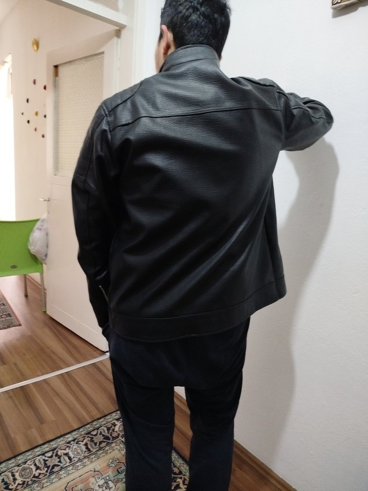 Siyah Deri Biker Ceket - Görsel 3