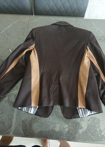 Düğmeli Kahverengi Süet Kadın Blazer