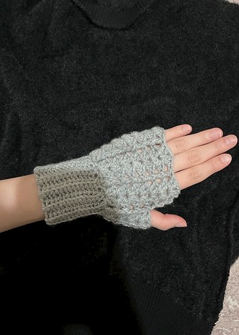 Gri örgü eldiven - Görsel 3