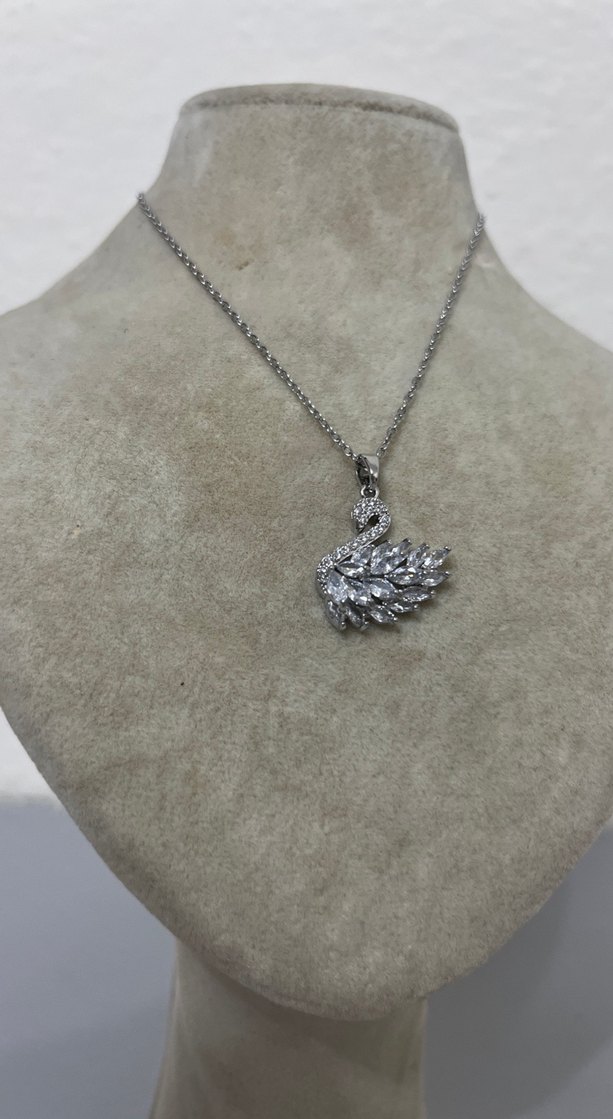 Gri Yılan Desenli Mini Zincirli Kadın Kolye - Görsel 2