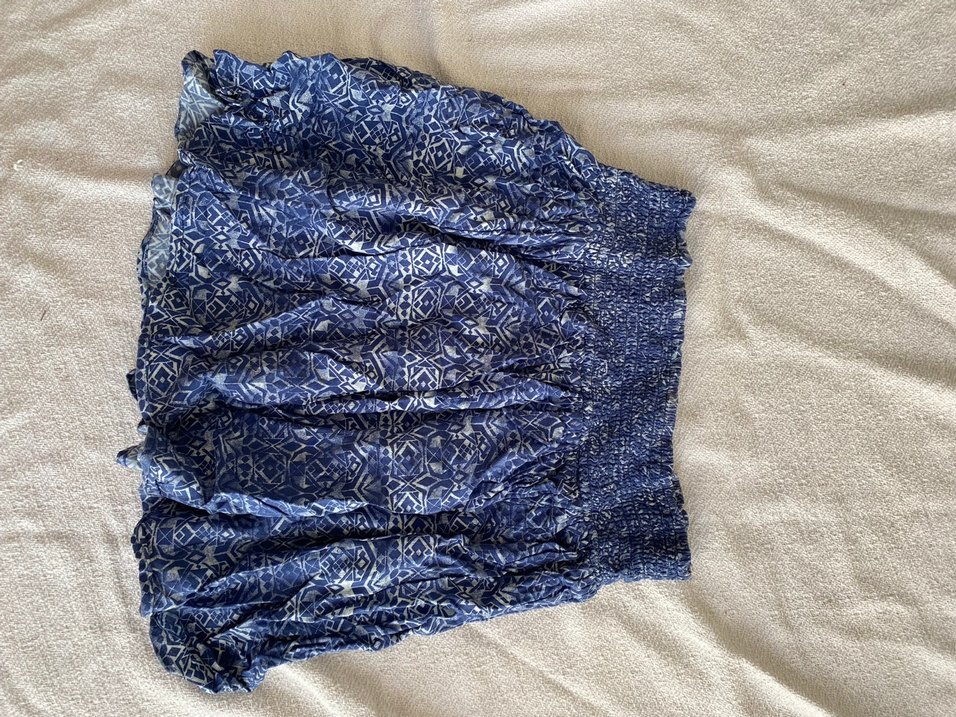 Mavi Batik Desenli Mini Etek - Görsel 3