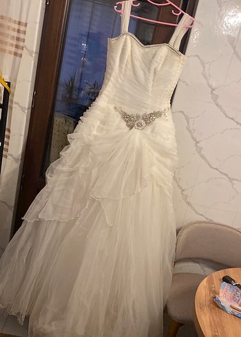 l Beden Straplez Beyaz Vintage Prenses Gelinlik