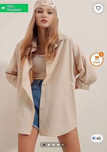 Oversize bej gömlek