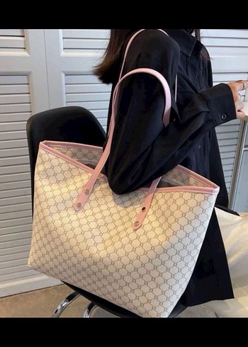 Beyaz pembe Parisian Omuz Çantası