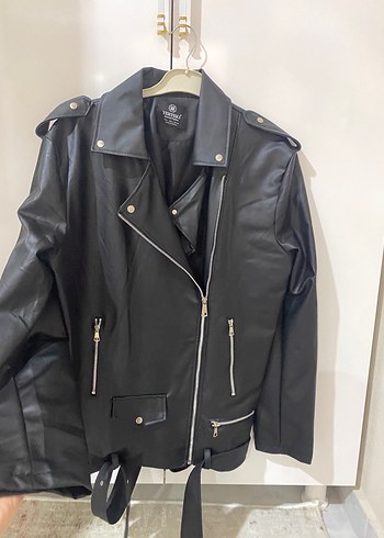 Siyah Deri Biker Ceket - Görsel 3