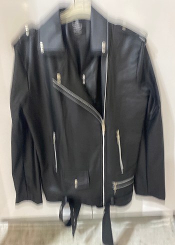 Siyah Deri Biker Ceket - Görsel 5