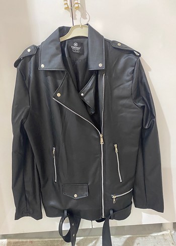 Siyah Deri Biker Ceket - Görsel 6
