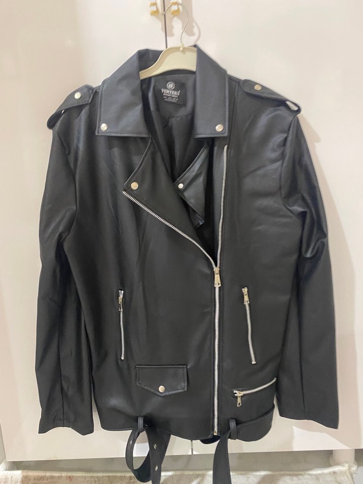 Siyah Deri Biker Ceket - Görsel 2