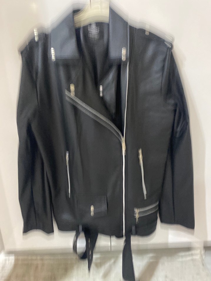 Siyah Deri Biker Ceket - Görsel 5