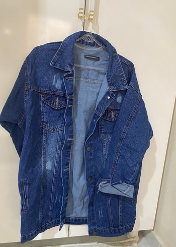 Kadın Mavi Düğmeli Denim Ceket - Görsel 2