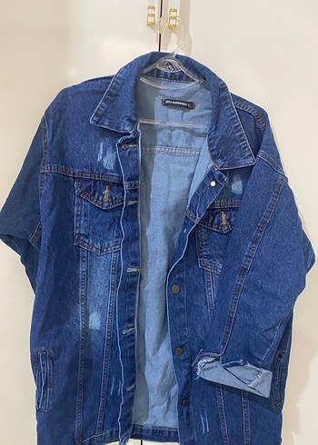 Kadın Mavi Düğmeli Denim Ceket - Görsel 3