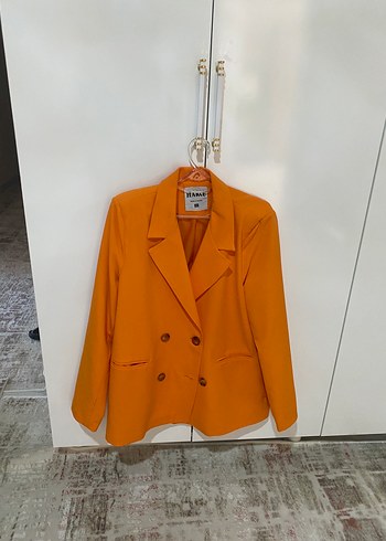 Turuncu Mini Kadın Blazer Ceket - Görsel 4