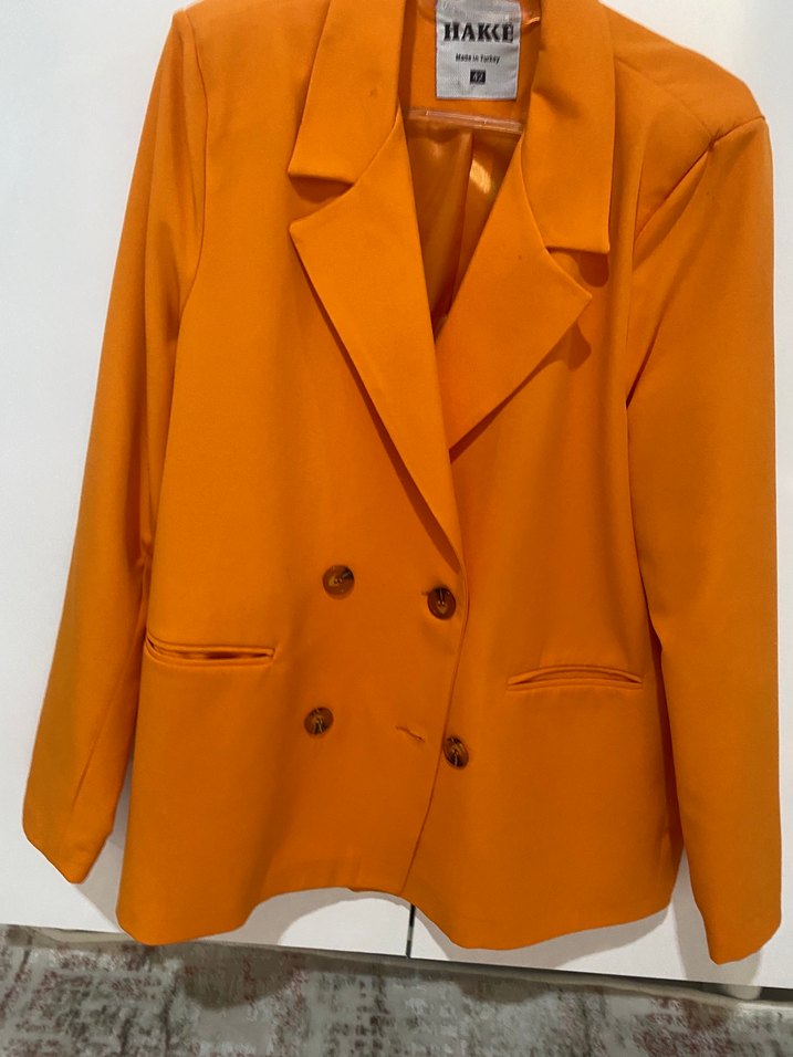 Turuncu Mini Kadın Blazer Ceket - Görsel 2