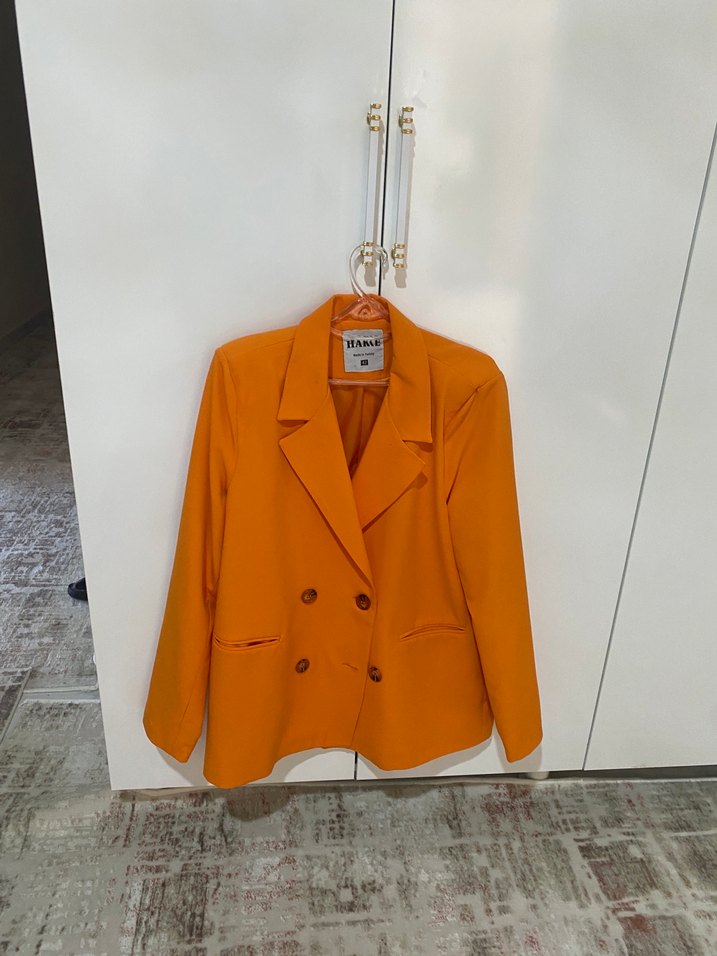 Turuncu Mini Kadın Blazer Ceket - Görsel 4