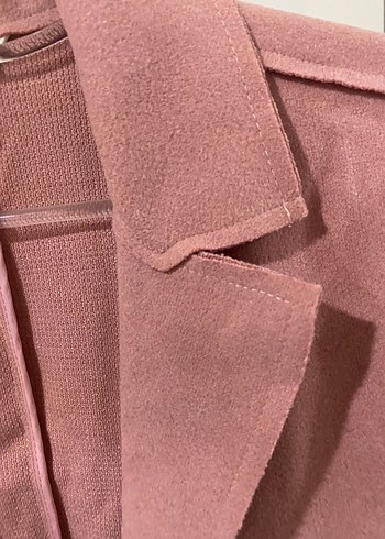 Pembe Süet Midi Kadın Kaban - Görsel 3