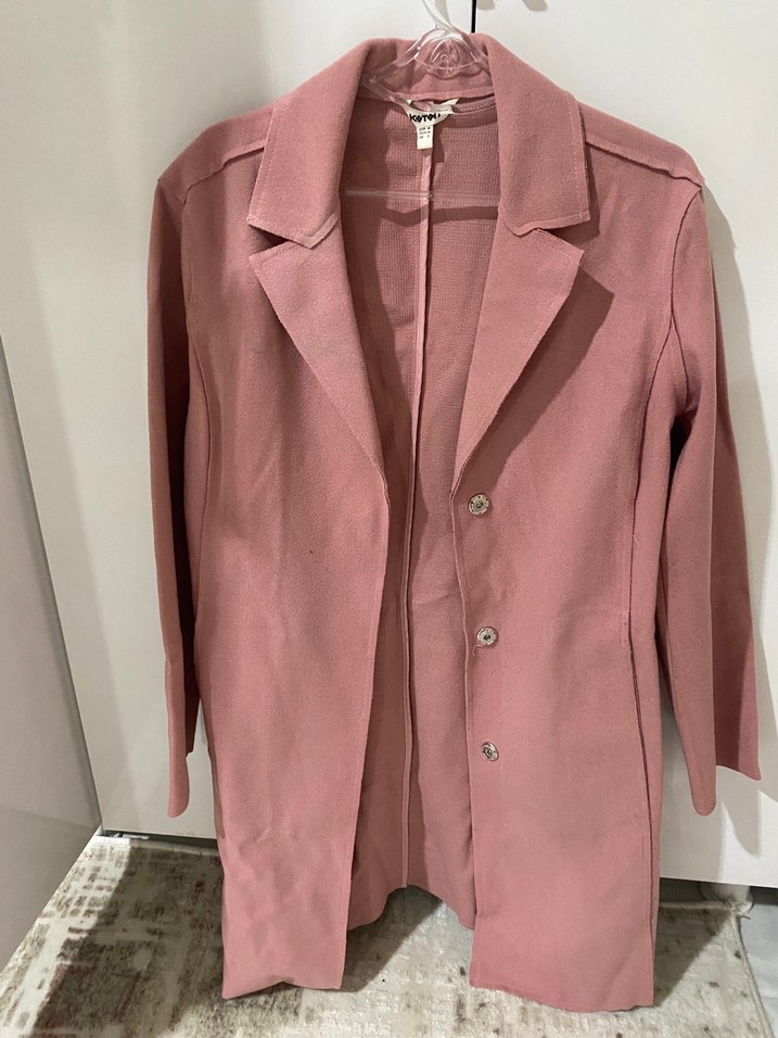 Pembe Süet Midi Kadın Kaban - Görsel 5