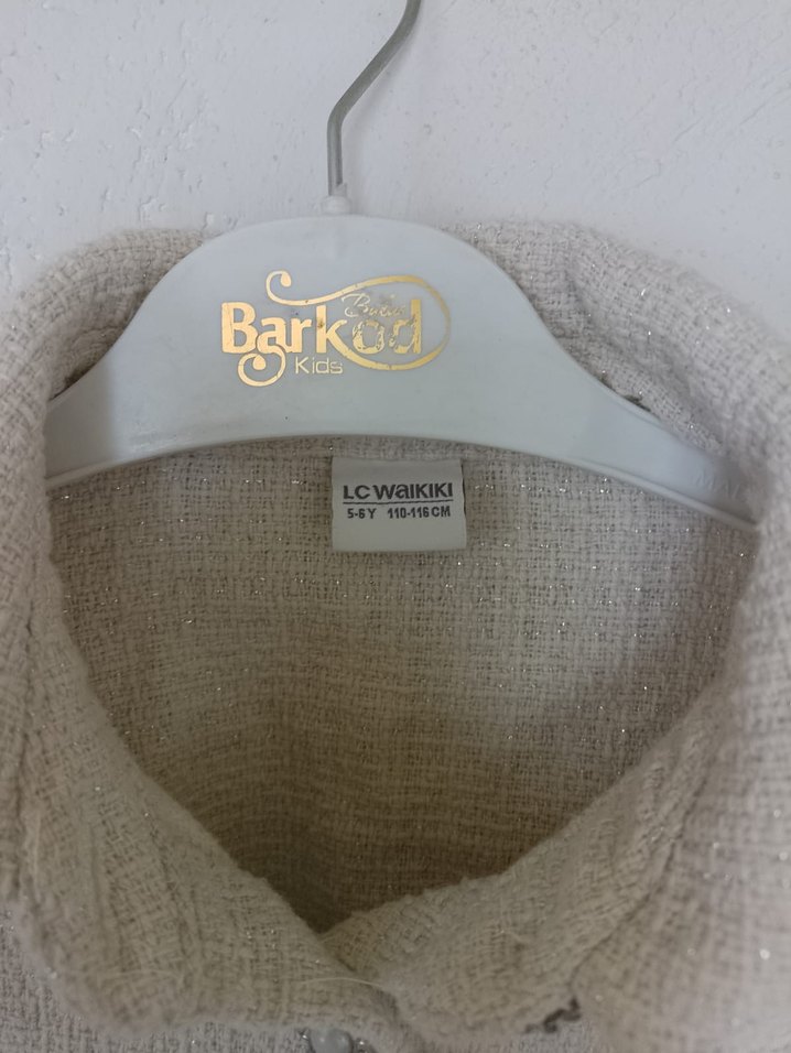 Düğmeli Beyaz Keten Uzun Kollu kız çocuk Gömlek - Görsel 2