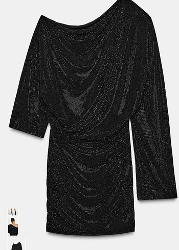 Zara asimetrik kısa taşlı elbise - Görsel 5