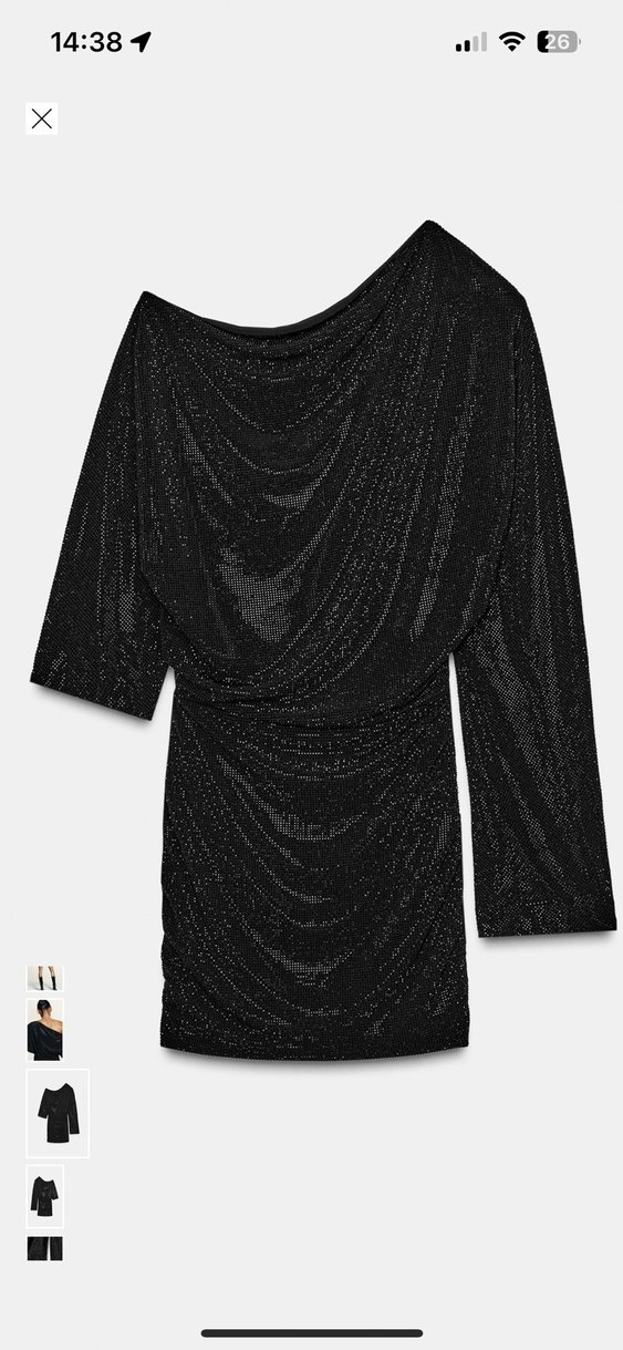 Zara asimetrik kısa taşlı elbise - Görsel 5